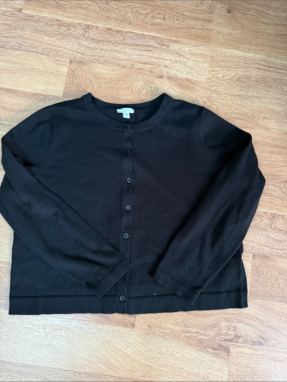 J. Jill Black Crewneck Button-Front Cardigan